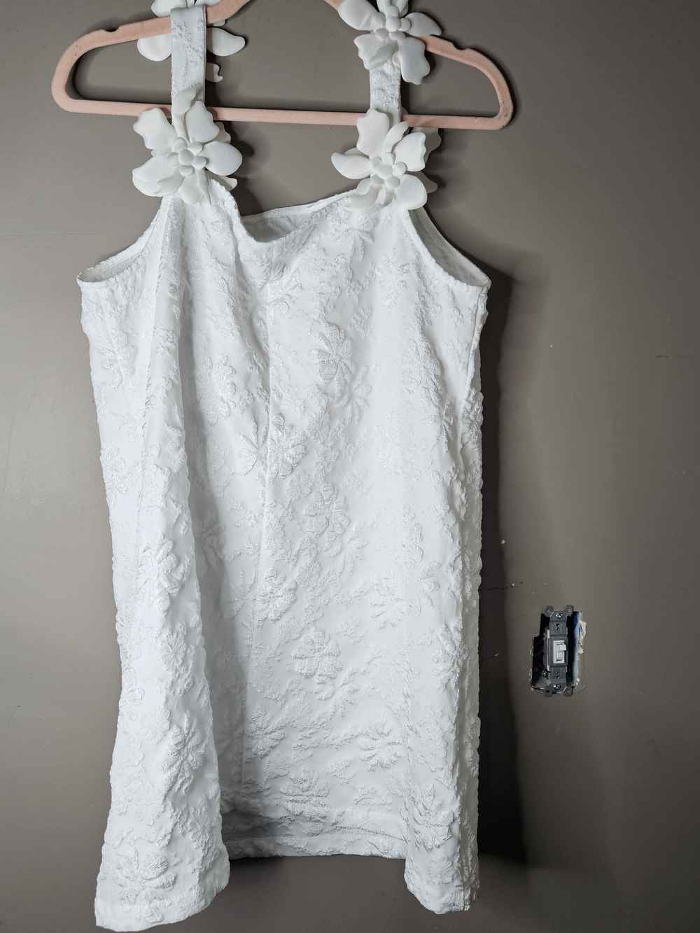 Shein White Floral Appliqué Dress Size XL ptp 21" - Picture 4 of 5